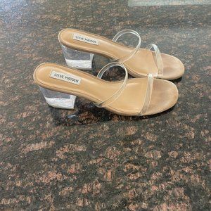 Used Clear Strap Block Heeled Steve Madden Sandals